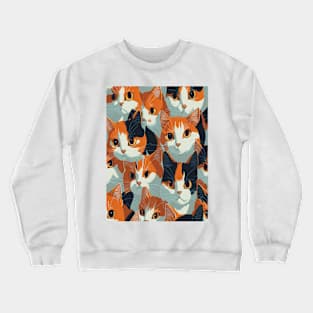 Colorful Cat Pattern Crewneck Sweatshirt